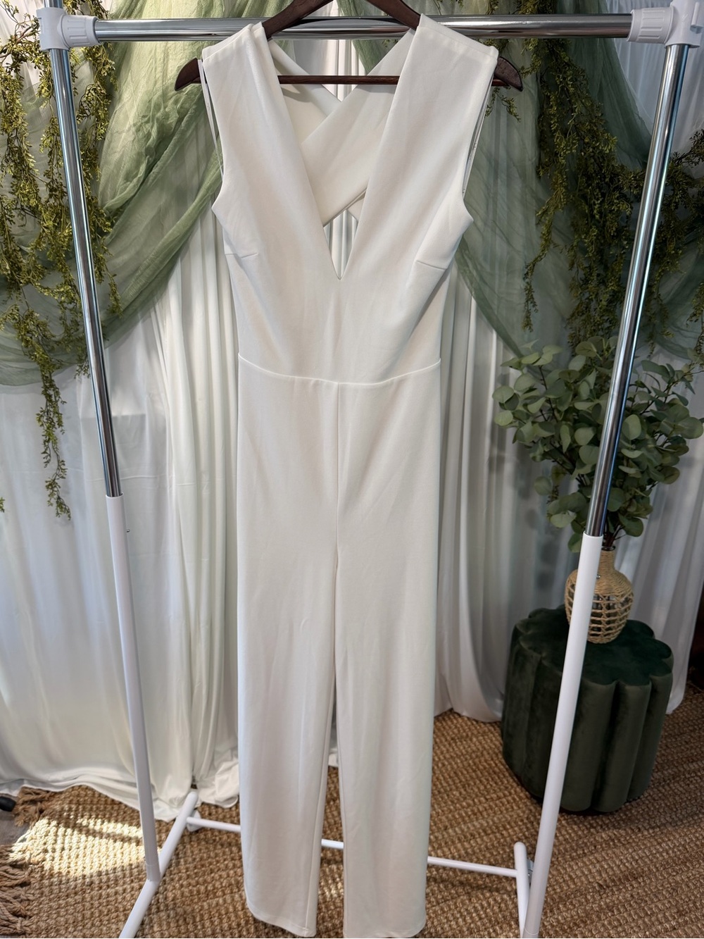 Lulus Ivory V-Neck Sleeveless Bridal Jumpsuit